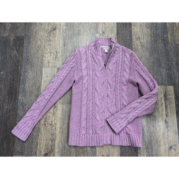 L.L. Bean Cable Knit Sweater 100% Cotton Size Small - Picture 1 of 6